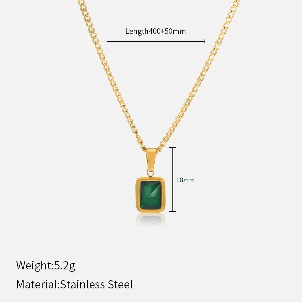 316L Stainless Steel Natural Stone Geometric Star Hanger Necklace for Women Fashion Golden Jewelry