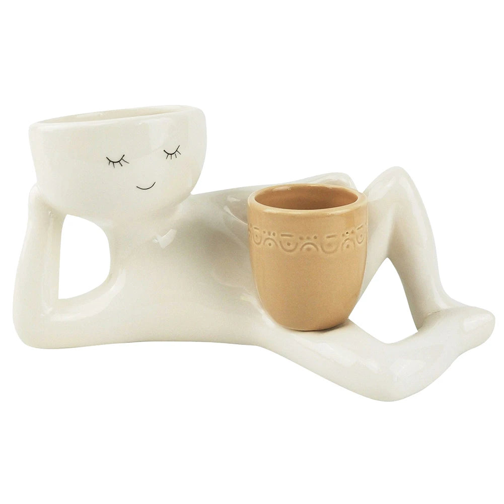 Relaxing Person Holding Pot Planter with Drainage Hole Kinky Planter Ornament Penis Body Vase Decor for Succulents Cactus