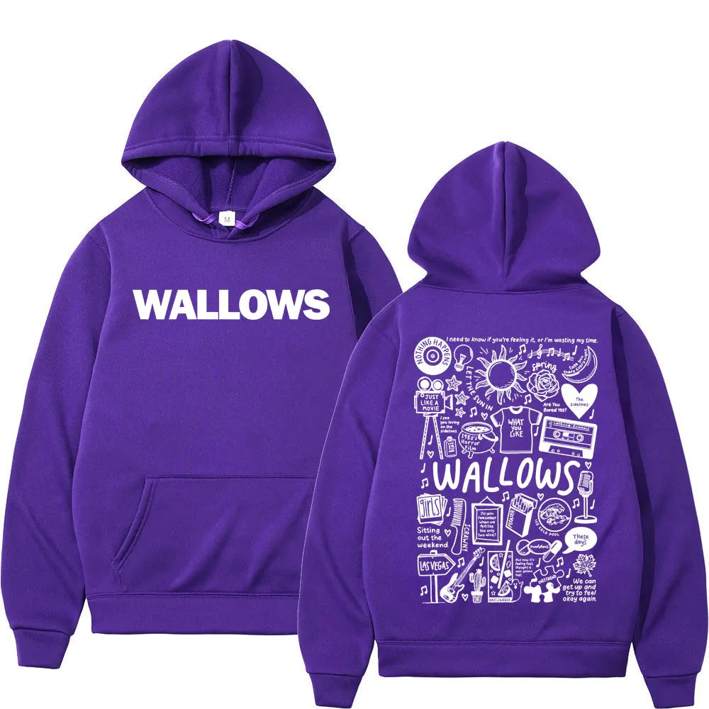 Rock Band Wallows Model Tour 2024 Hoodies Men's Women's Fashion Vintage Pullovers Autumn Winter Casual Long Sleeve Sweatshirts