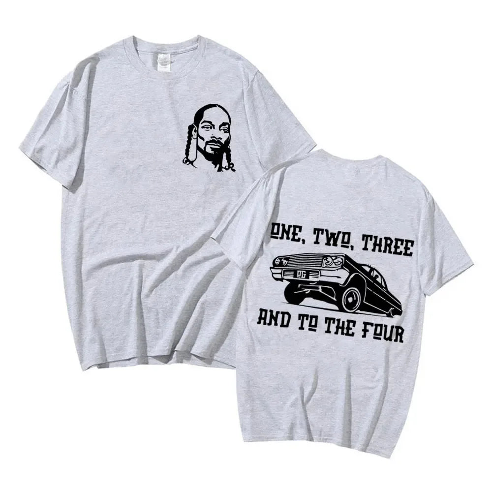Snoop Dogg Cotton Hip Hop Style T Shirt One Two Three And To The Four Men's Streetwear Fashion