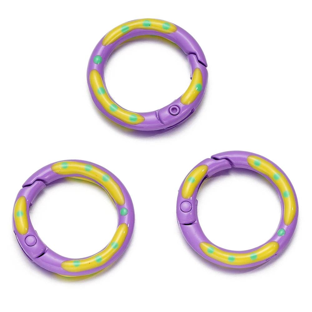 5pcs/lot Multicolor Metal Round Ring Spring Clasp Carabiner Keychain Clips Hook Dog Chain DIY Jewelry Buckle Connector Supplies