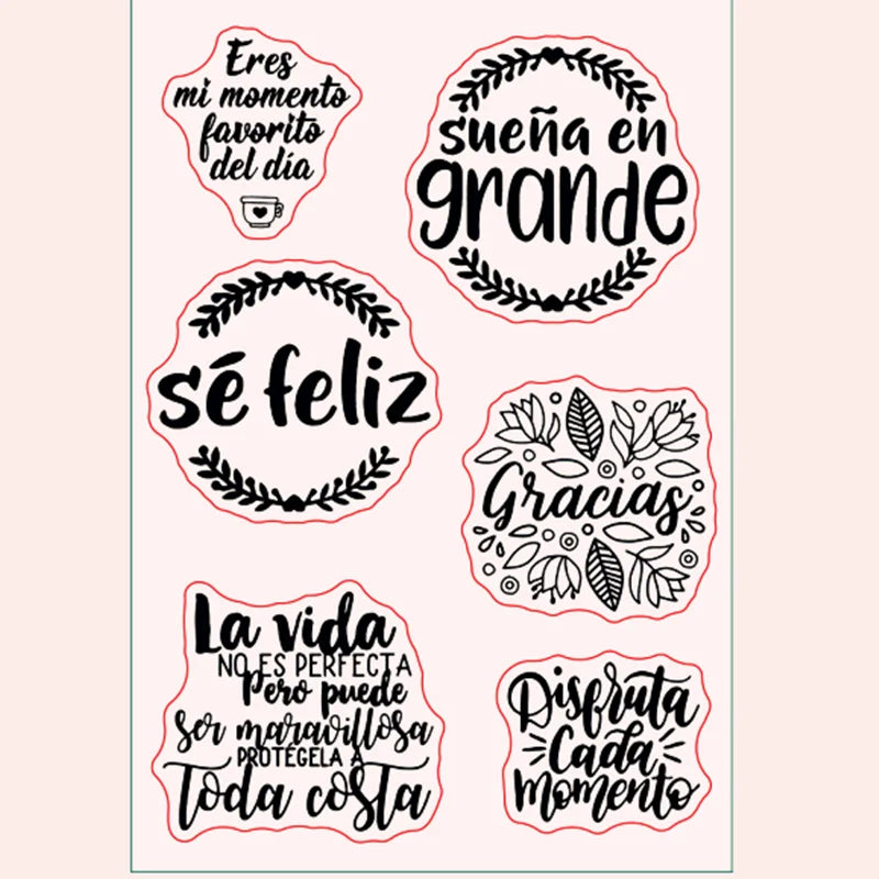 new spanish word common phrase Clear Stamp Transparent Silicone Stamp Seal Sheet For Scrapbooking Photo Album Decoration