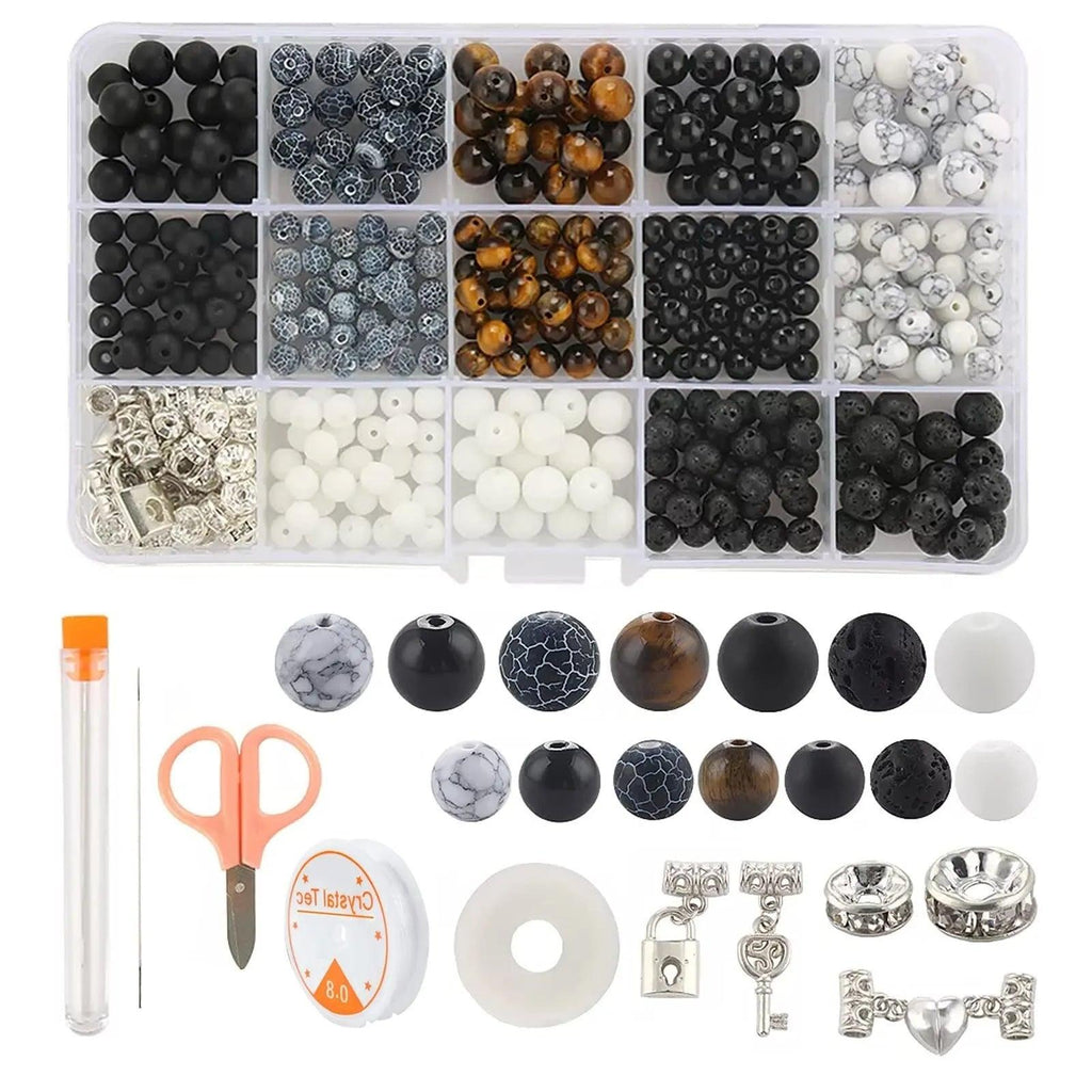 8mm Agate Volcano Pine Stone Agate Natural Stone Round Beads Loose Beads Box DIY Accessories