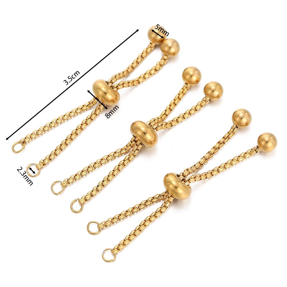 3pcs/lot Adjustable 304 Stainless Steel Bracelet Makings Slider Extender Box Chains with Ball Ends for DIY Jewelry Making