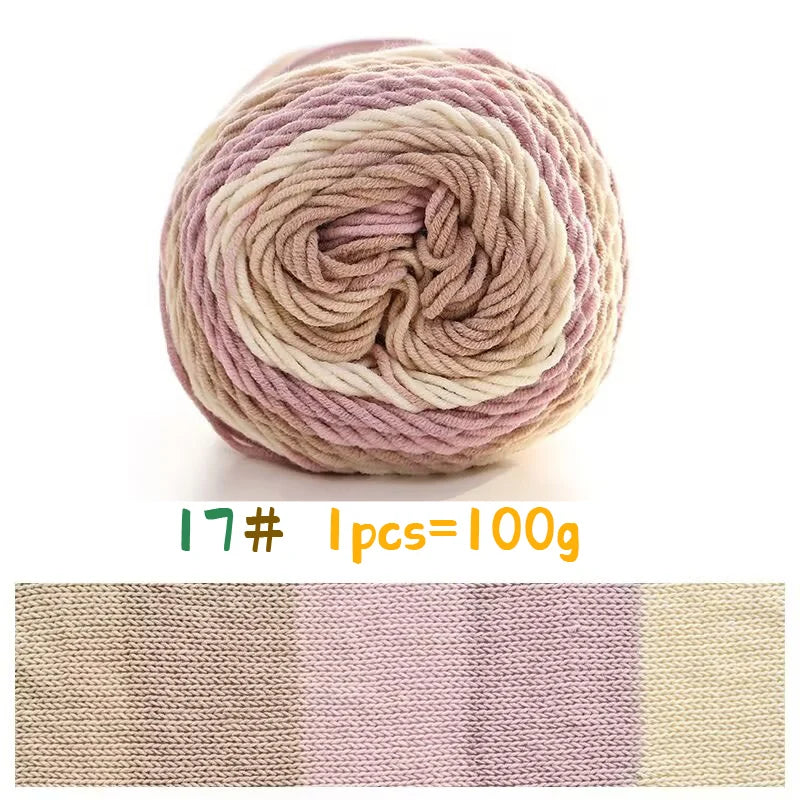 Rainbow Colorful Cotton Yarn Ball For Handwoven Projects
