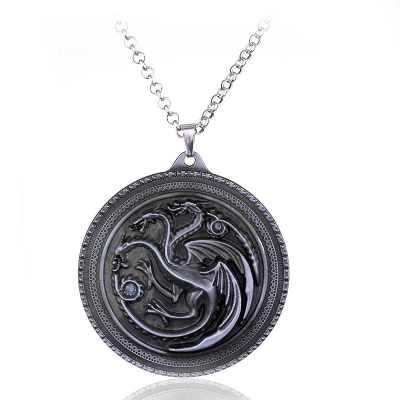 Fire and Blood House Targaryen Dragon Necklace A Song of Ice and Fire Metal Pendant Necklace for Women Men Fans Choker Jewelry