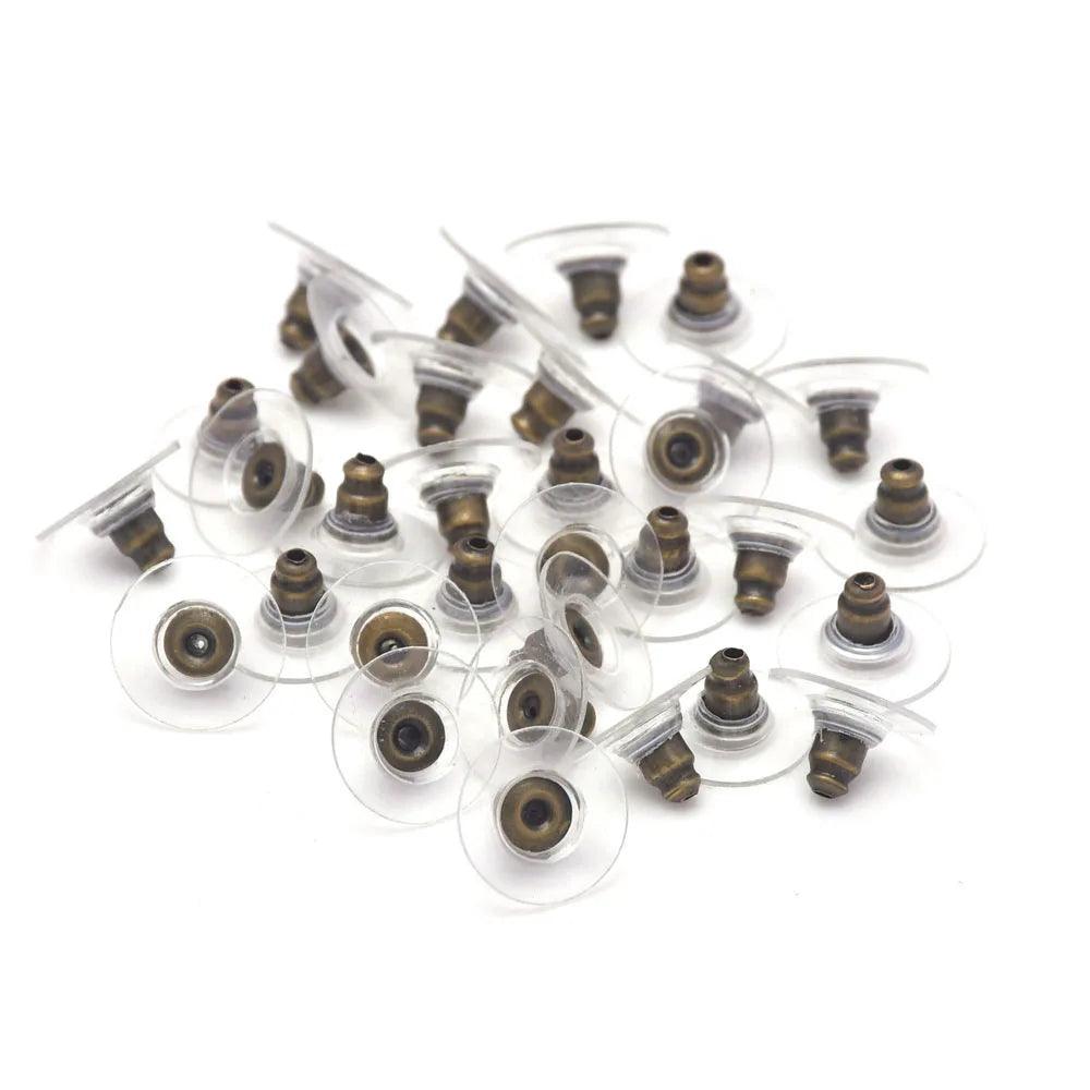 100pcs Bullet Clutch Earring Backs with Pad Ear Nut Stainless Steel Earring Stopper Plugs For Jewelry Findings Components