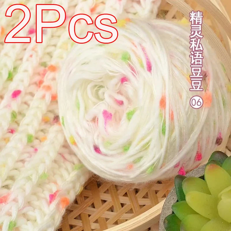 Two Piece Rainbow Mohair Yarn Cardigan Scarf Shawl
