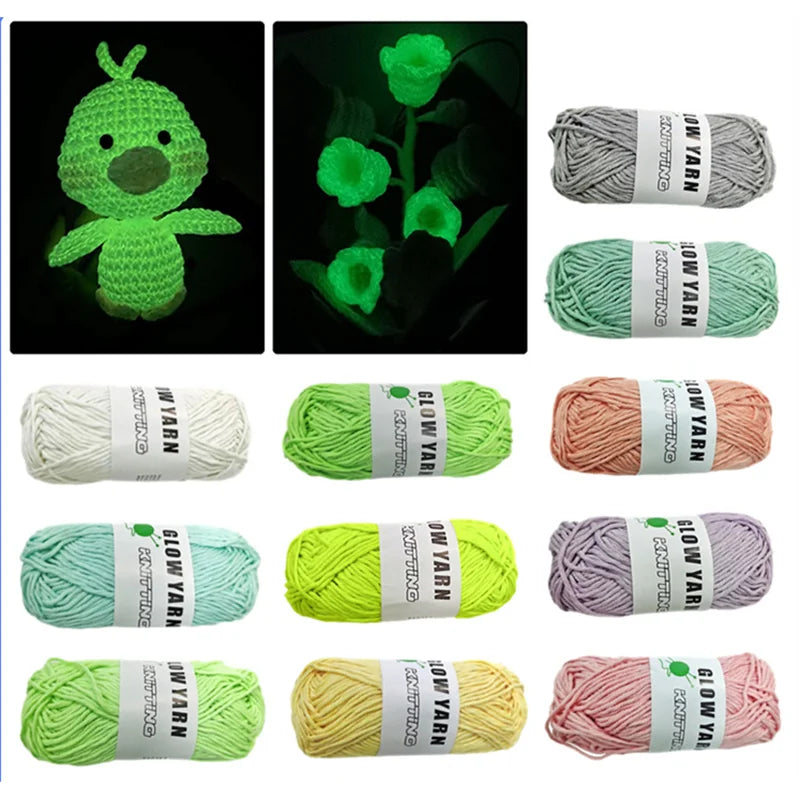 2pcs Novel Functional Yarn Glow in the Dark Polyester Luminous Yarn 2mm for Knitting Sweater Hat Glowing Yarn