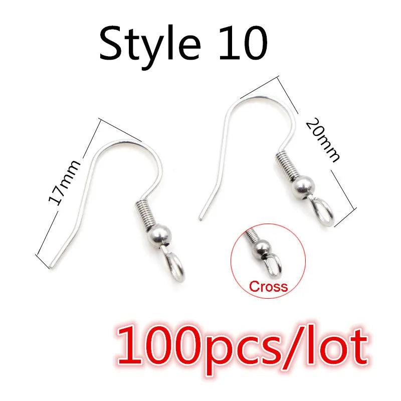 (Never Fade) High Quality 316 Stainless Steel DIY Earring Findings Clasps Hooks Jewelry Making Accessories Earwire