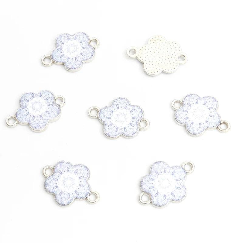 10pcs Mysterious Mandala Flower Enamel Connectors Datura Flower Of Life Double Ring Pendants for DIY Necklace Bracelet Anklet
