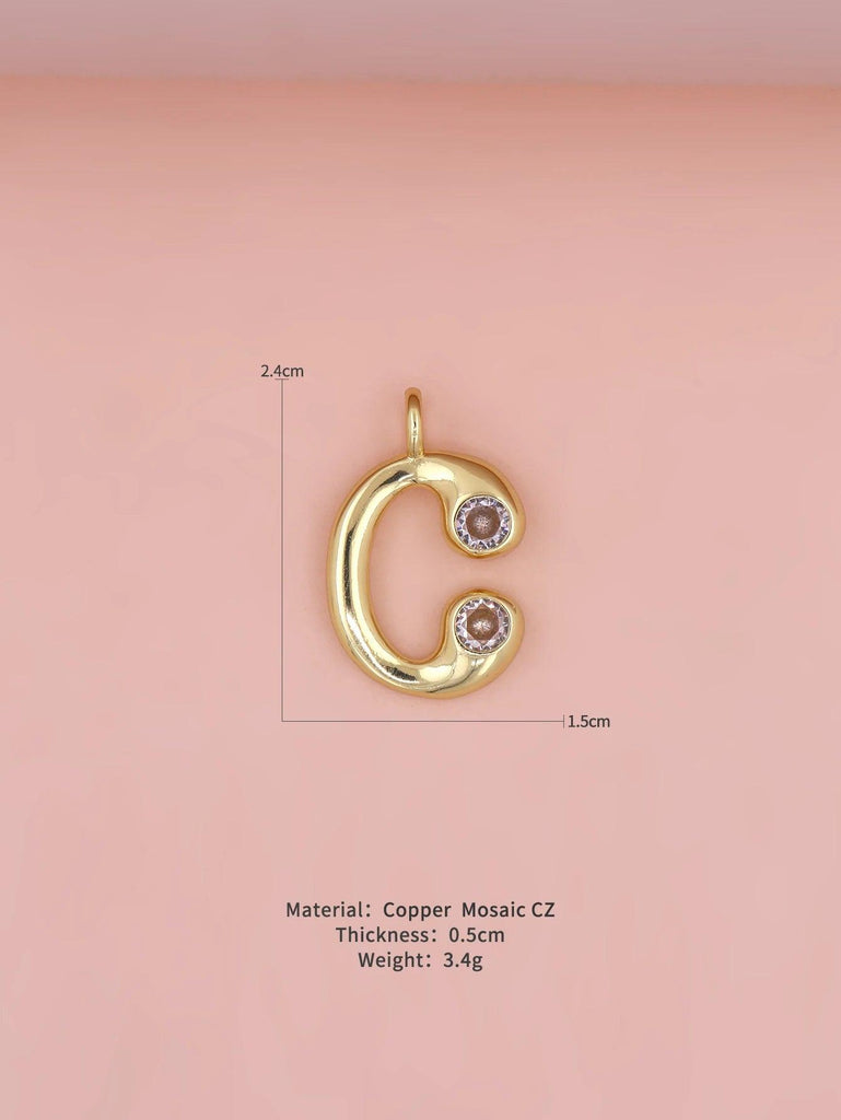 New Simple Versatile Round Zircon Plated Gold Copper 26 English Letters A-Z Pendant Men Women Necklaces Jewelry Making