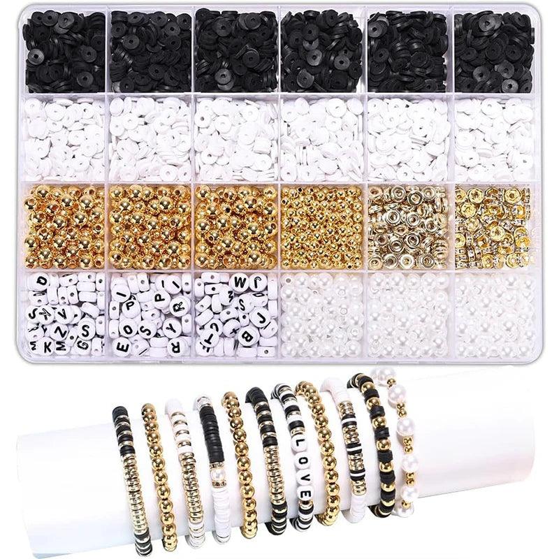 Style DIY Clay Beads Bracelet Making Kit Friendship Golden Letter Beads Kit for Jewelry Making Women Teen Girls Birthday Gift