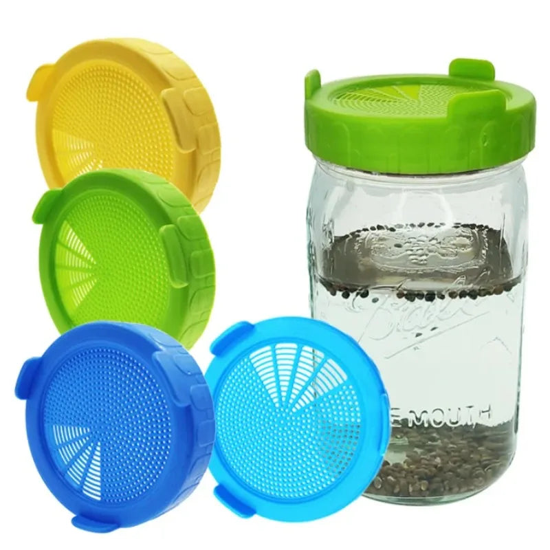 1pc Wide Mouth Plastic Mason Jar Sprouting Lid Food Grade Mesh Sprout Cover Dropshipping Seed Crop Germination Mason Jar Plant