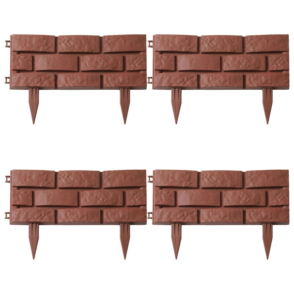 1-8Pcs Garden Fence Border Imitation Stone Plastic Fence Garden Edging DIY Decorative Flower Grass Outdoor Landscape Border