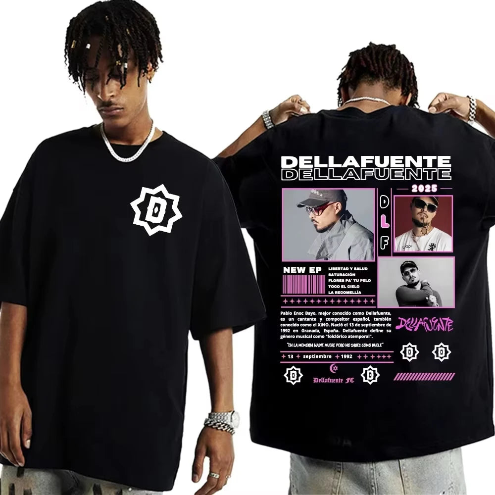 Rapper Dellafuente Tour Cover Graphic Men Cotton Short Sleeve T Shirts Harajuku Hip Hop Punk Oversized Casual Sports Unisex Tops
