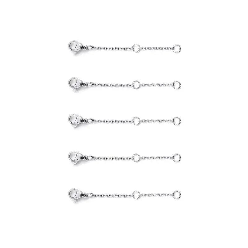 5pcs Stainless Steel Extension Extended Tail Chain Lobster Clasps Connector 3-10cmDIY Jewelry Making Findings Bracelet Necklaces
