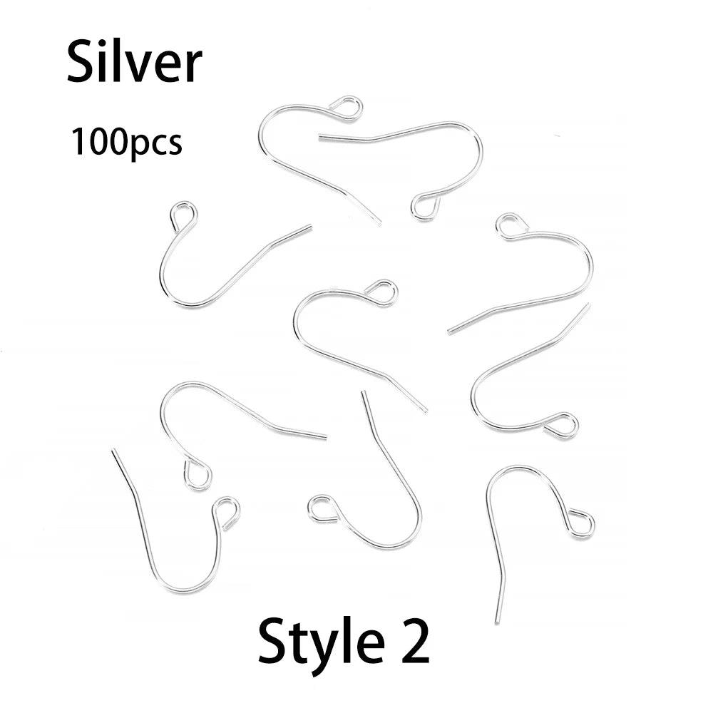 20-100pcs French Earrings Clasps Hooks Fittings DIY Jewelry Making Iron Hook Earwire Earring Findings Supplies