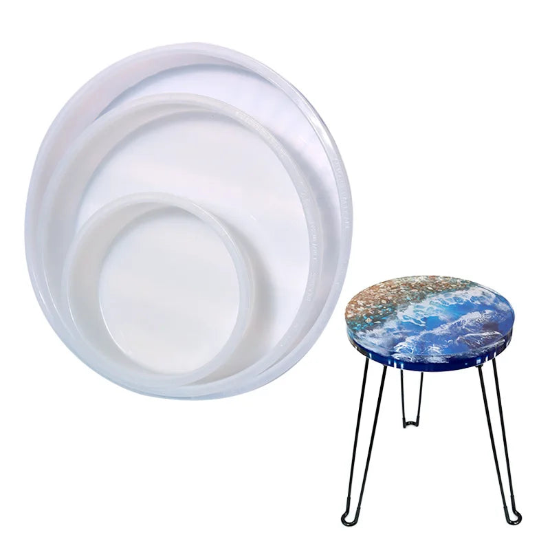 30cm Large Round Desk Resin Silicone Mold DIY River Table UV Epoxy Resin Mould Plaster Cement Tray Coaster Molds Craft Supplies