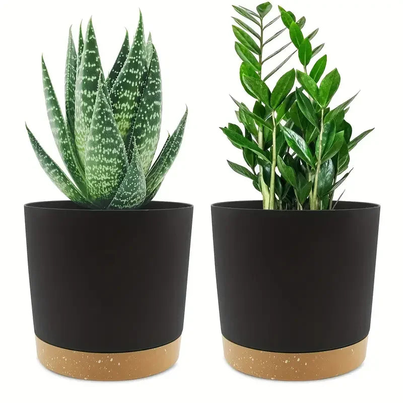 2pcs, 4.7nch Flower Pot Set, Indoor Plant Pots With Drainage Holes And Removable Base, Outdoor Garden Flower Pots Saucer Style M