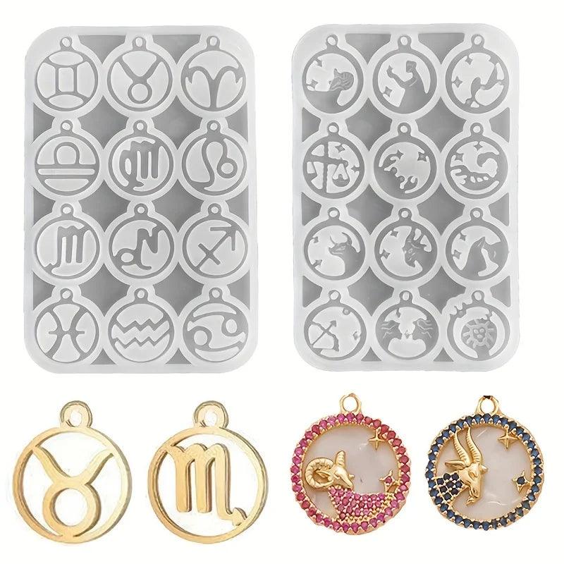 12 Constellation Necklace Bracelet Pendant Pendant Resin Mold DIY Epoxy Silicone Mold Jewelry Making Resin Crafts Casting Molds