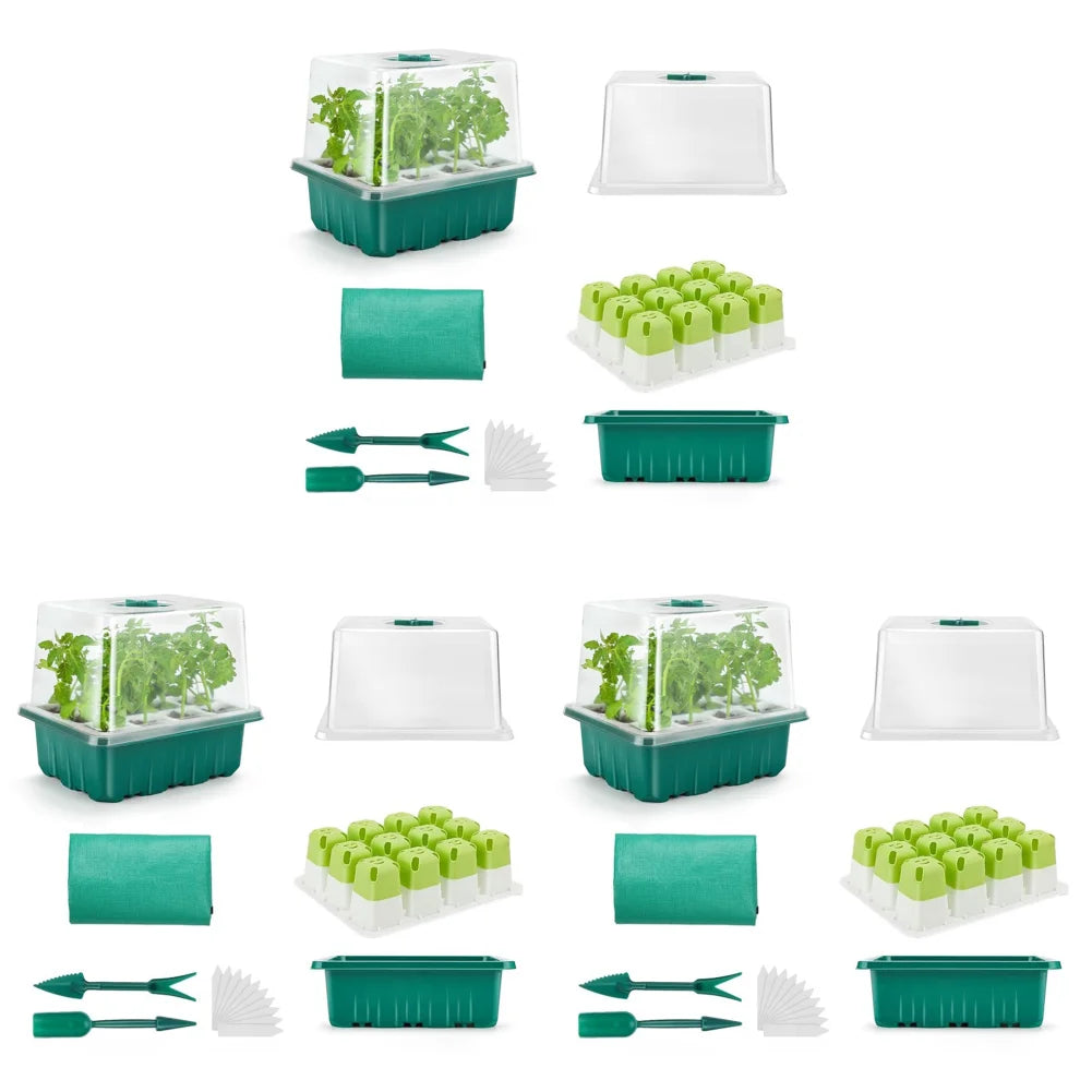 12 Holes Seed Starter Tray Soft Silicone Seedling Dish Breathable Reusable Thickening Plant Growth Tray Box for Indoor Garden