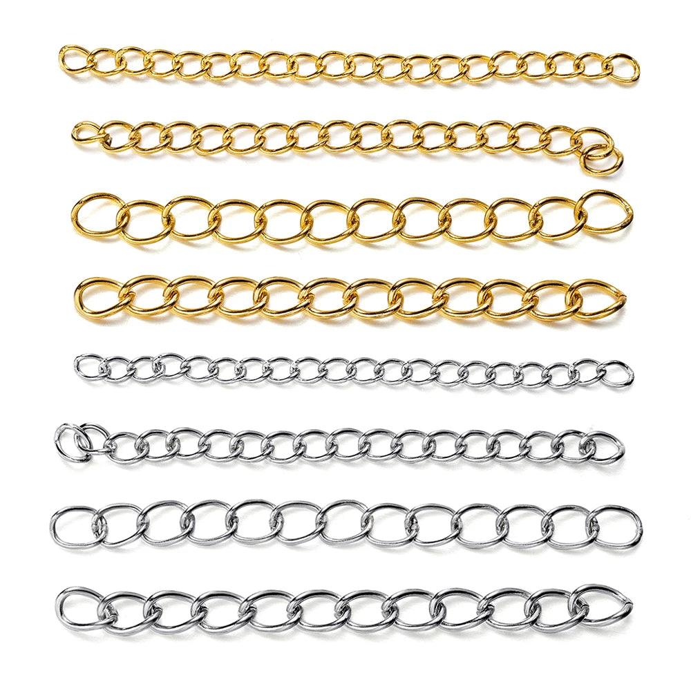 50pcs Stainless Steel 5cm Welded Extension Chain Gold Necklace Bracelet Extender Tail Chains for DIY Jewelry Making Supplies