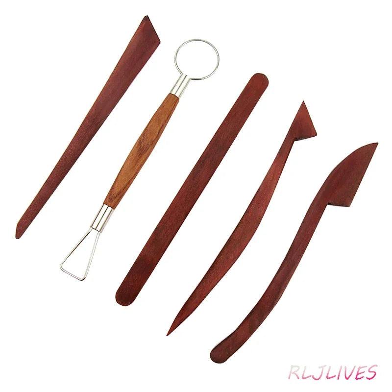Clay Sculpture Carving Wooden Knife Pottery Clay Ceramic Molding Tool DIY Clay Sculping Carved Tools 5Pcs/Set