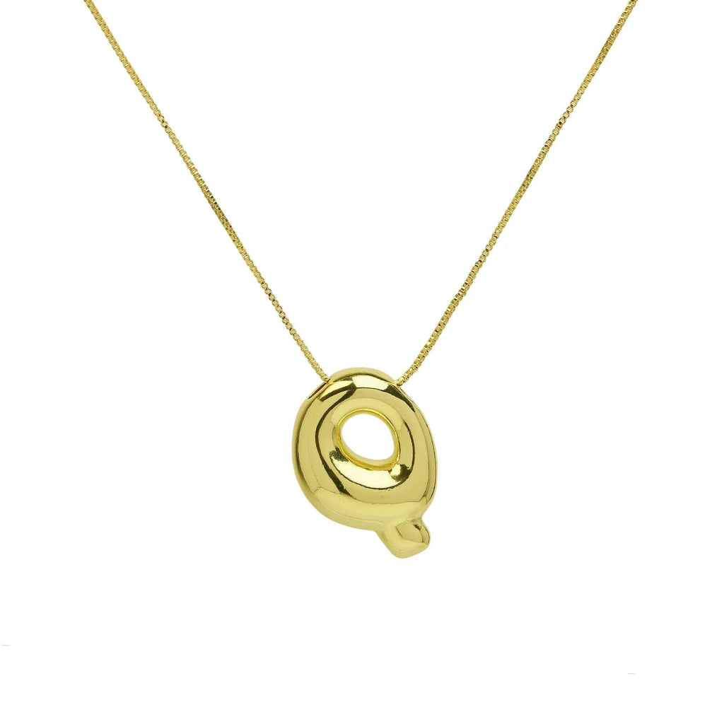 Trendy Gold Plated 18K Chunky Balloon Bubble Initial Letters Pendant Stainless Steel Choker Necklaces for Women Customized Chain