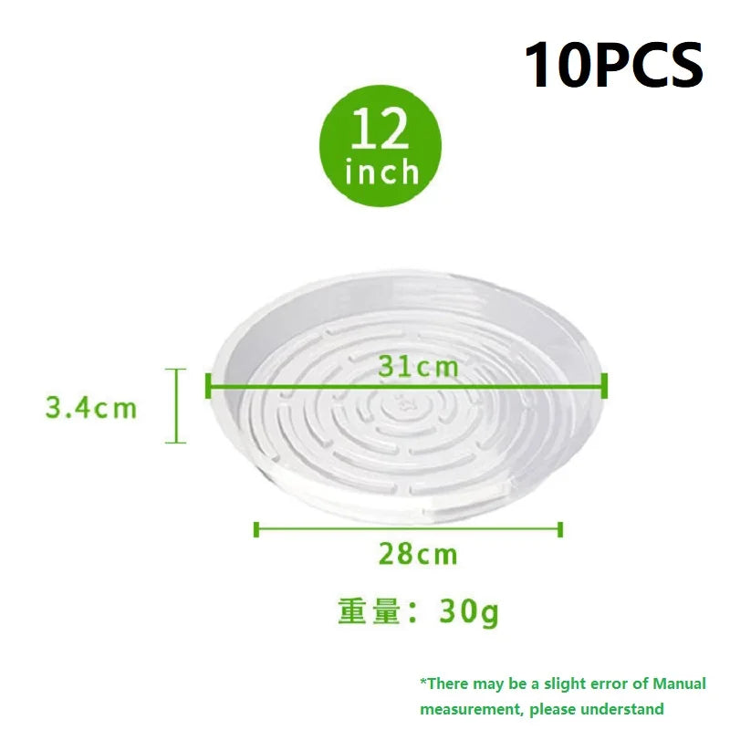 5/10/20pcs Transparent Plastic Plants Flower Pot Tray Kit Non-slip Round Flowerpot Trays for Indoor Outdoor Home Garden Supplies