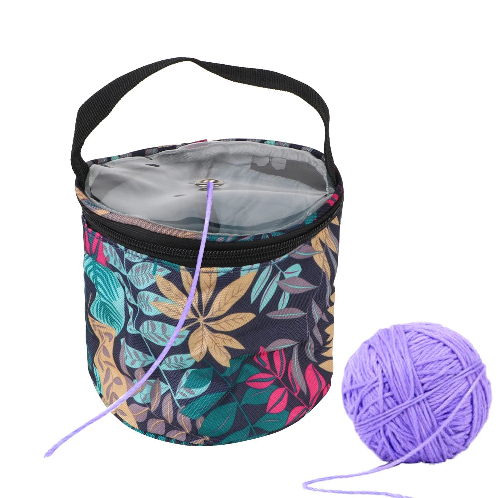 Yarn Storage Bags with Zipper Sewing Bag Knitting Projects Organizer for Yarns Sewing Needles Handbag Round