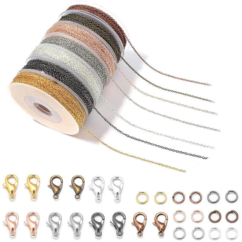 3 m/Roll Metal Iron Cross Chain Set Oval Link Chains Roll for Jewelry Making DIY Bracelet Necklace Decoration Metal Accessories