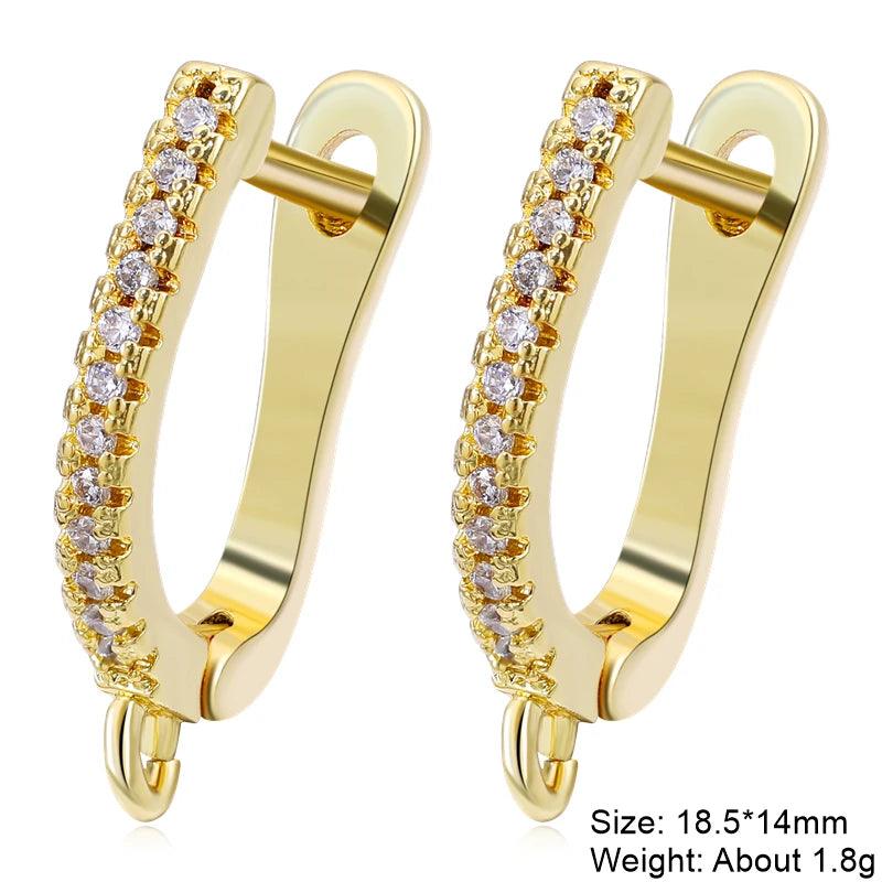 Juya 18K Gold Plated Copper Material Anti-Allergy Earwire Fixture Earring Hook Clasps For DIY Women's Earring Making Accessories