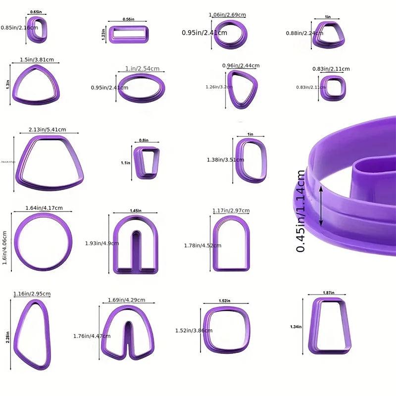 18-piece geometric series polymer earring clay mold Creative graphic jewelry pendant set Cutting die diy hand tools