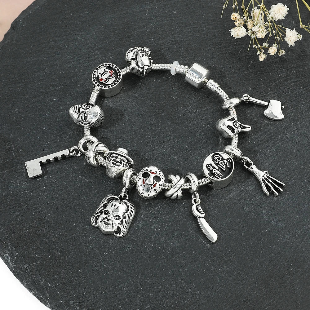Horror Movie Friday Bracelet Killer Gothic Y2k Bangle Fashion Jewelry for Women Men Halloween Party Gift