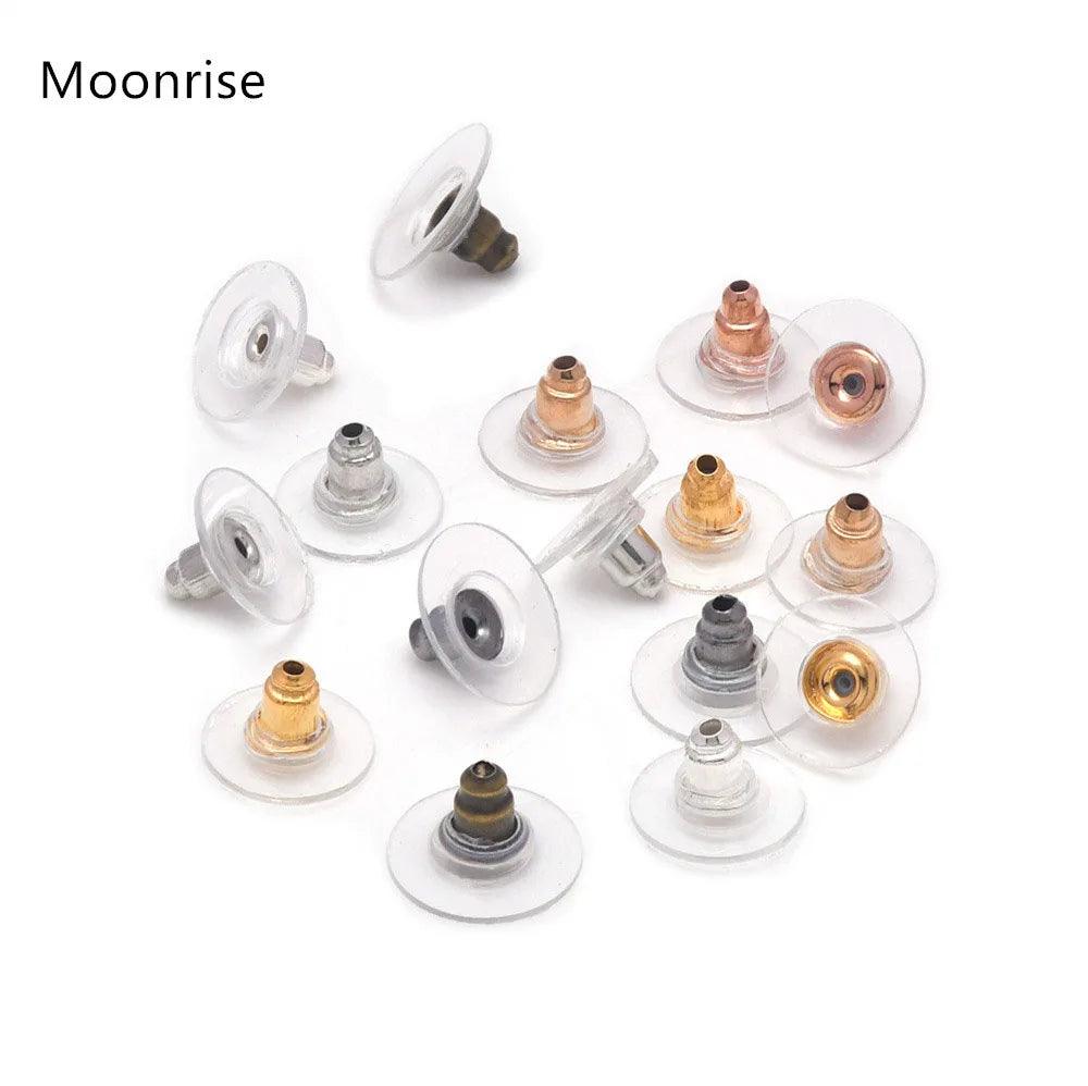 100pcs Bullet Clutch Earring Backs with Pad Ear Nut Stainless Steel Earring Stopper Plugs For Jewelry Findings Components