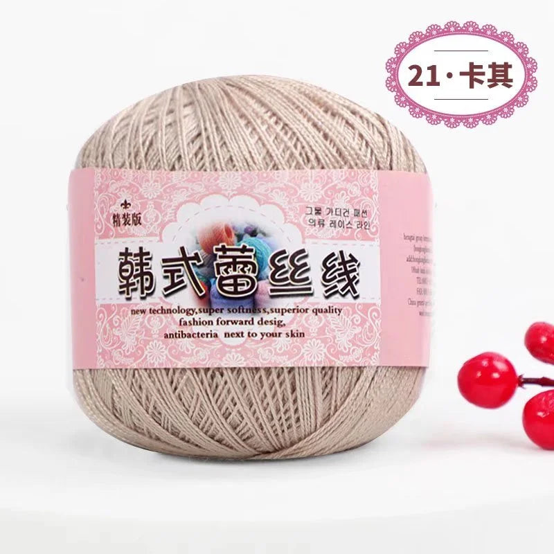 Pure Cotton Lace Crochet Thread No 8 Ice Silk 50g Yarn