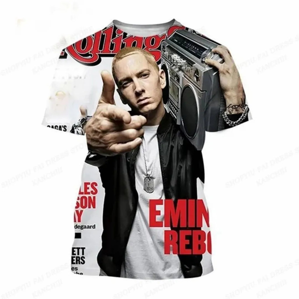 Summer Eminem Graphic Print 3D T-Shirt for Men and Unisex Fashion