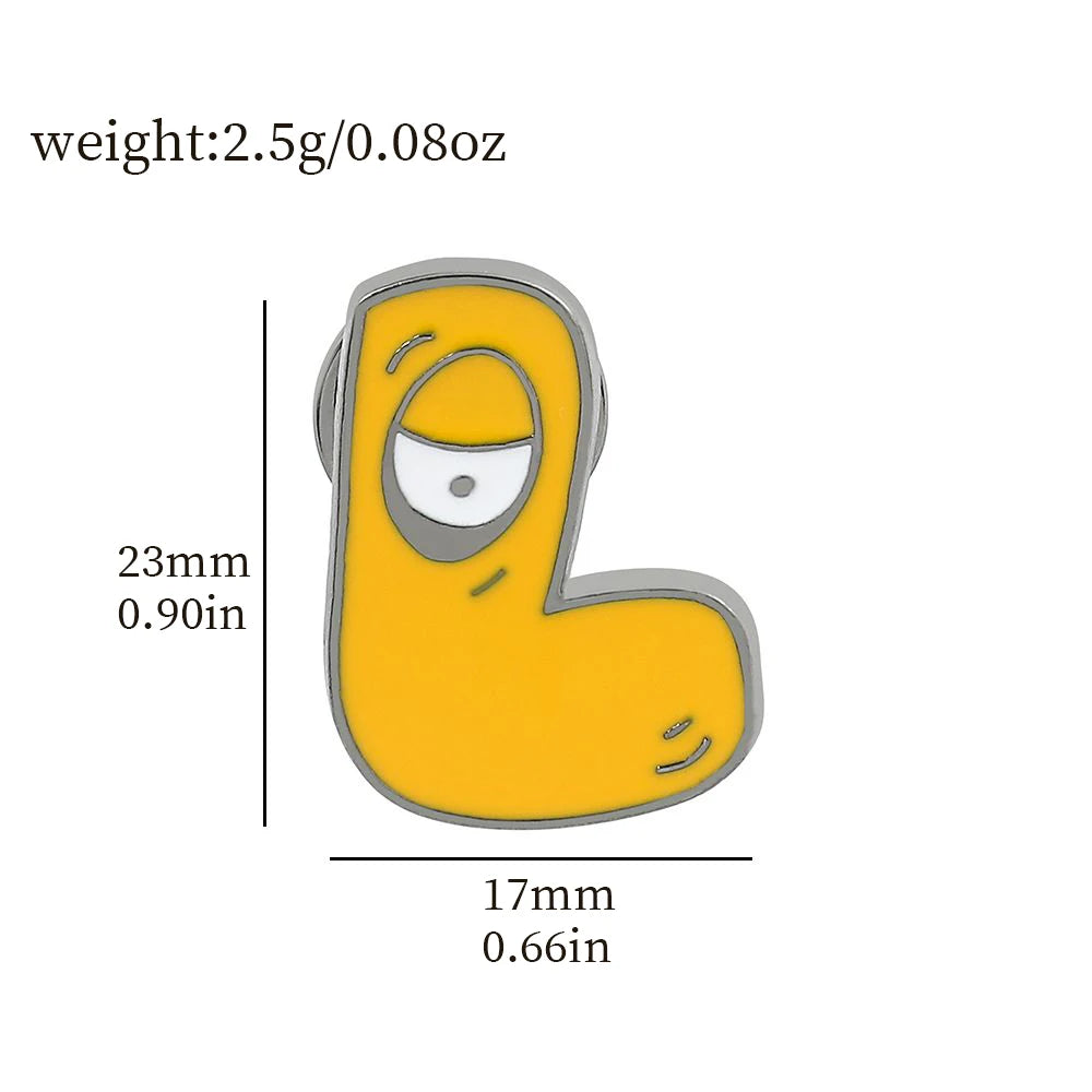 Cartoon 26 English Alphabet Shape Brooch Cute Metal Enamel Badge Clothing Backpack Lapel Pin Jewelry Accessories Gift