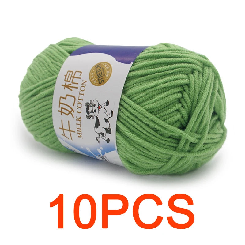 10 Pieces Milk Cotton Knitting Yarn Soft Warm Yarn for Hand Knitting and Crochet Projects