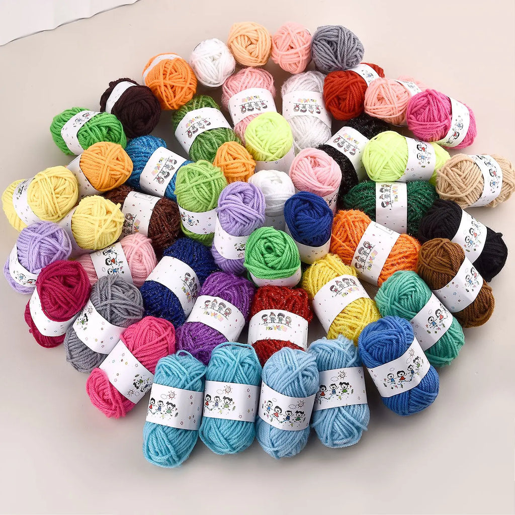 12 Color Kids DIY Knitting Crochet Yarn Wool Set for Crafting Sewing and Doll Making