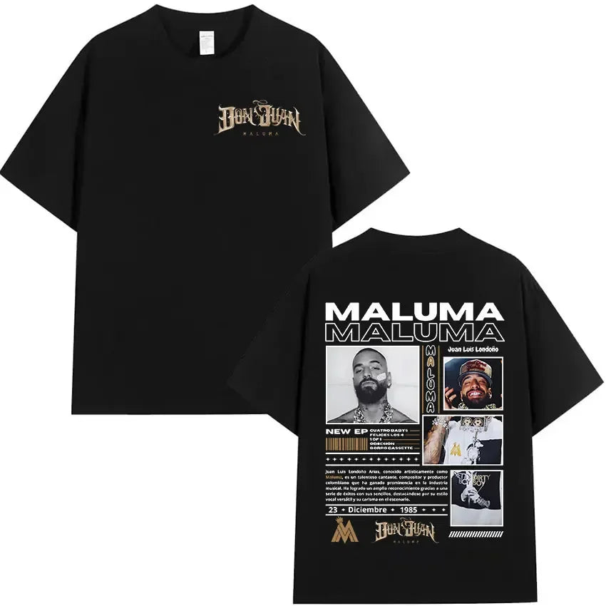 Rapper Maluma Graphic T Shirt for Men and Women Hip Hop Retro Style Short Sleeve Fashion Tee Streetwear