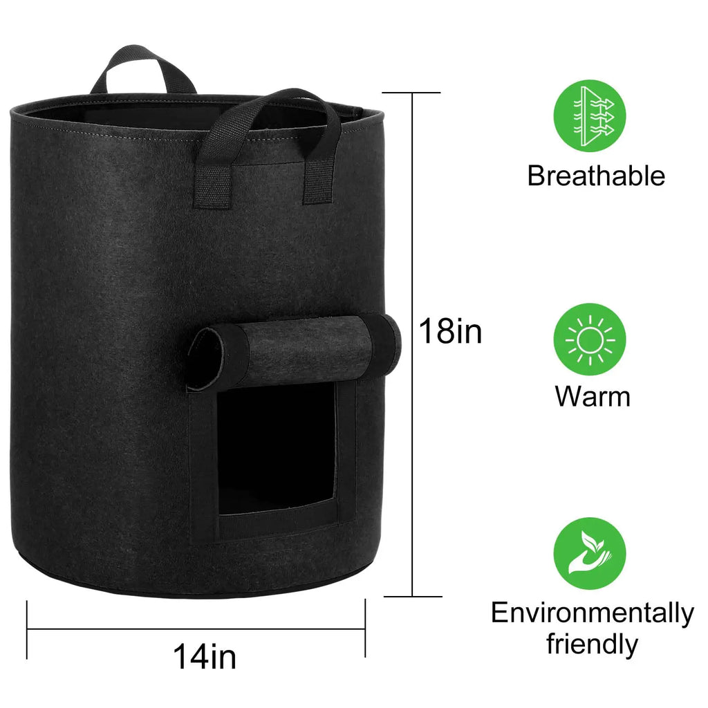 5/7/10 Gallon Potato Grow Bags with Two Flap Windows, Heavy Duty Aeration Fabric Pots with Handles for Garden and Planting