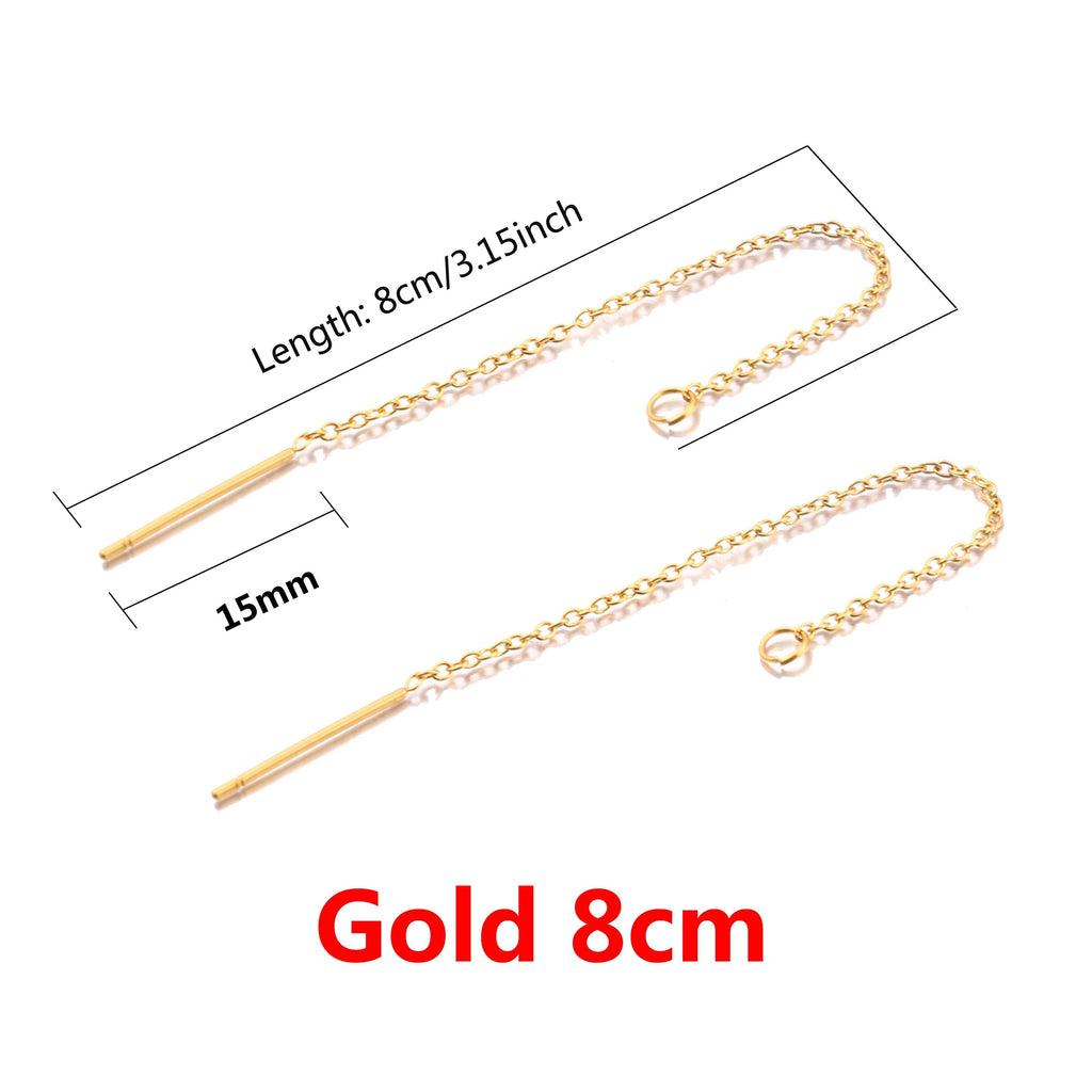 10Pcs Stainless Steel Tassel Threader Drop Dangle Earrings Long Chain Ear Line for DIY Jewelry Makings