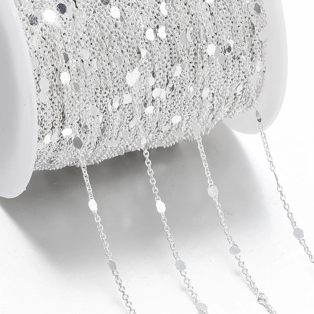 No Fade 2Meters Sequins Chain Necklace Gold Silver Chain Metal Copper Cable Chains Findings Jewelry Making Components Craft DIY