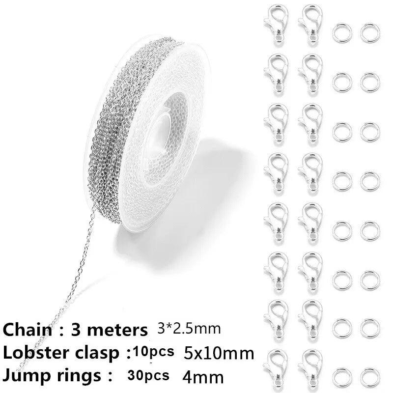 Chains Jewelry Making Supplies 3m Cable Link Chains for Making Jewelry Necklace Earring Bracelet Findings DIY Craft Kit