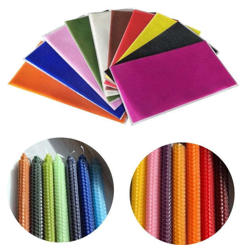 20*40cm 10 Pcs Children's DIY Craft Candle Beeswax Pieces Honeycomb Coloured Beeswax Pieces Birthday Gift Candle Making Supplies
