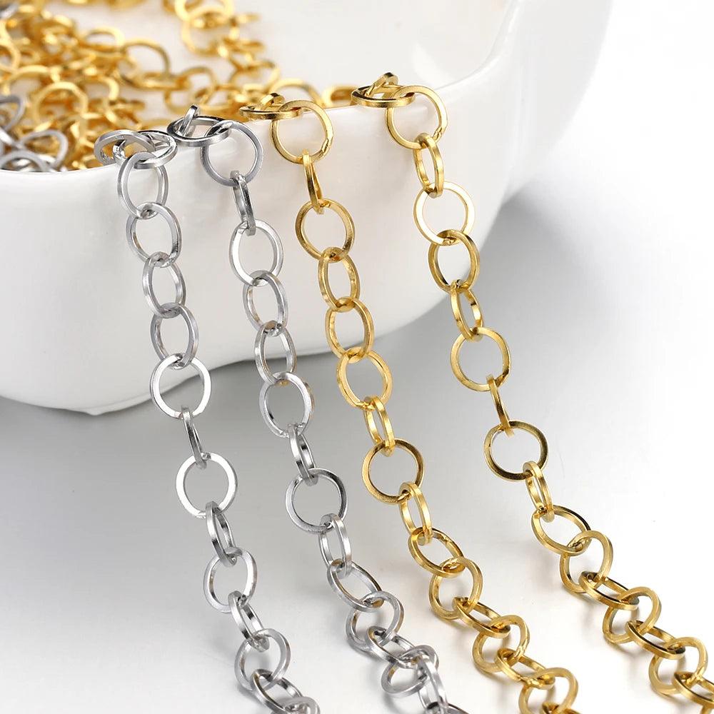 2Meters/lot 2/3/4/5mm Stainless Steel Circle Shape Chain for Necklace DIY Jewelry Making Findings Materials Accessories