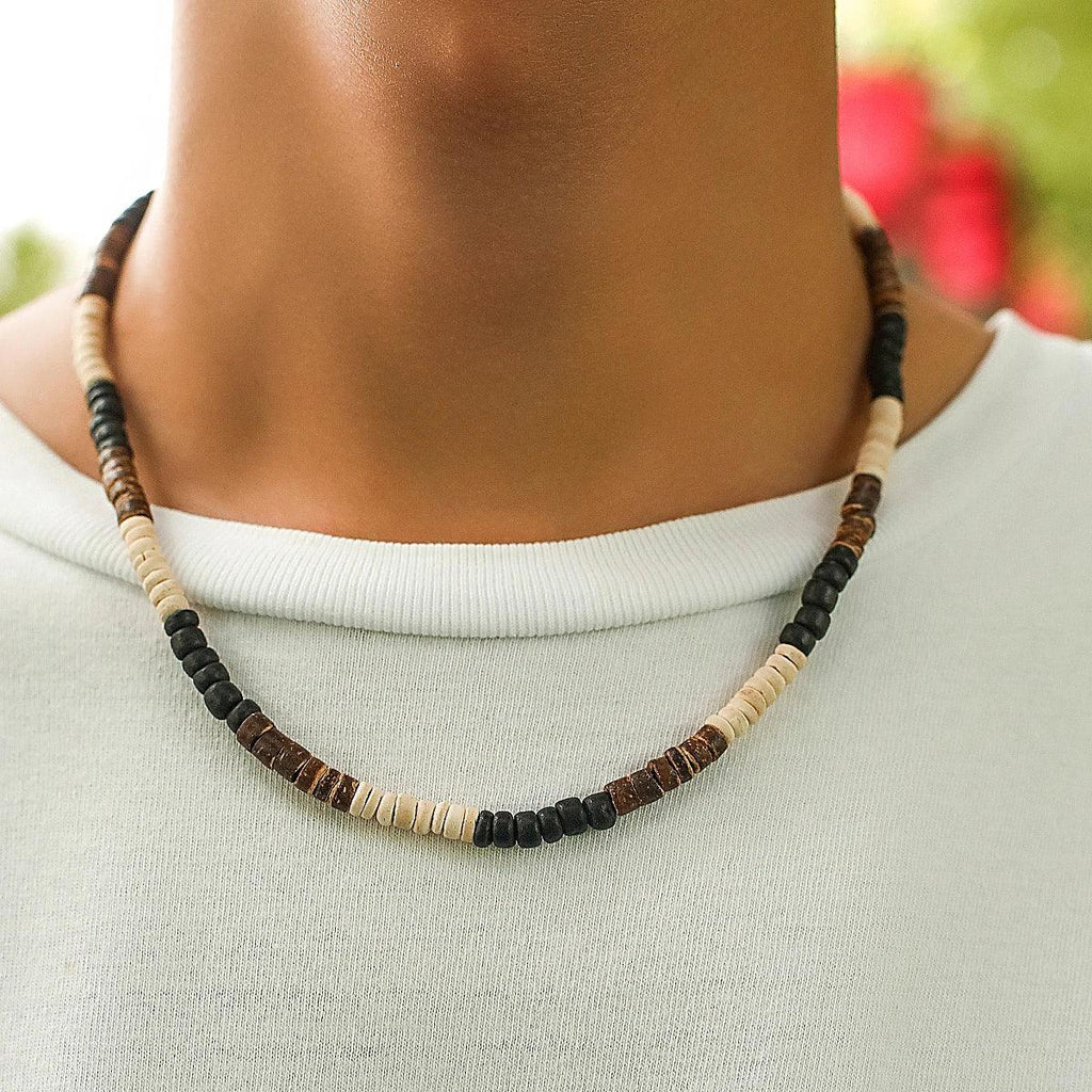 9 Styles Mens Summer Beach Wooden Beaded Surfer Necklace Simple Geometric Tribal Ethnic Handmade Chain Steampunk Male Jewelry