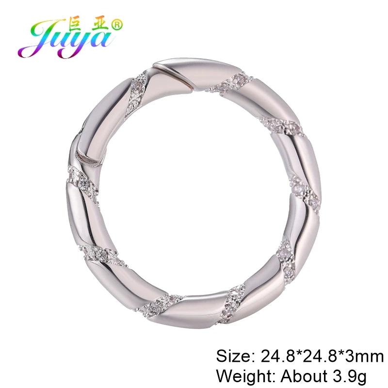 Juya 18K Real Gold Plated Decoration Oval Round Carabiner Lobster Clasp Accessories For DIY Luxury Handicraft Jewelry Making